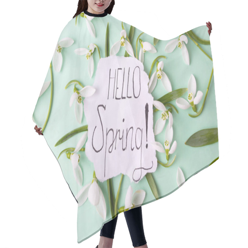 Personality  Hello Spring Calligraphy Note With Snowdrops Hair Cutting Cape