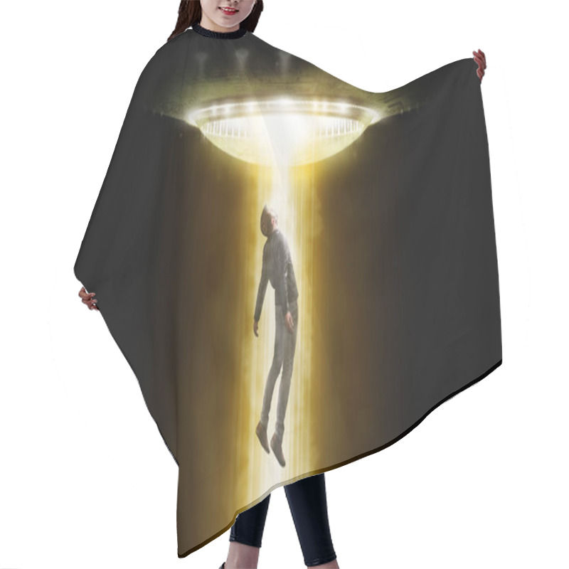 Personality  Man Being Abducted By UFO - Alien Abduction Concept Hair Cutting Cape