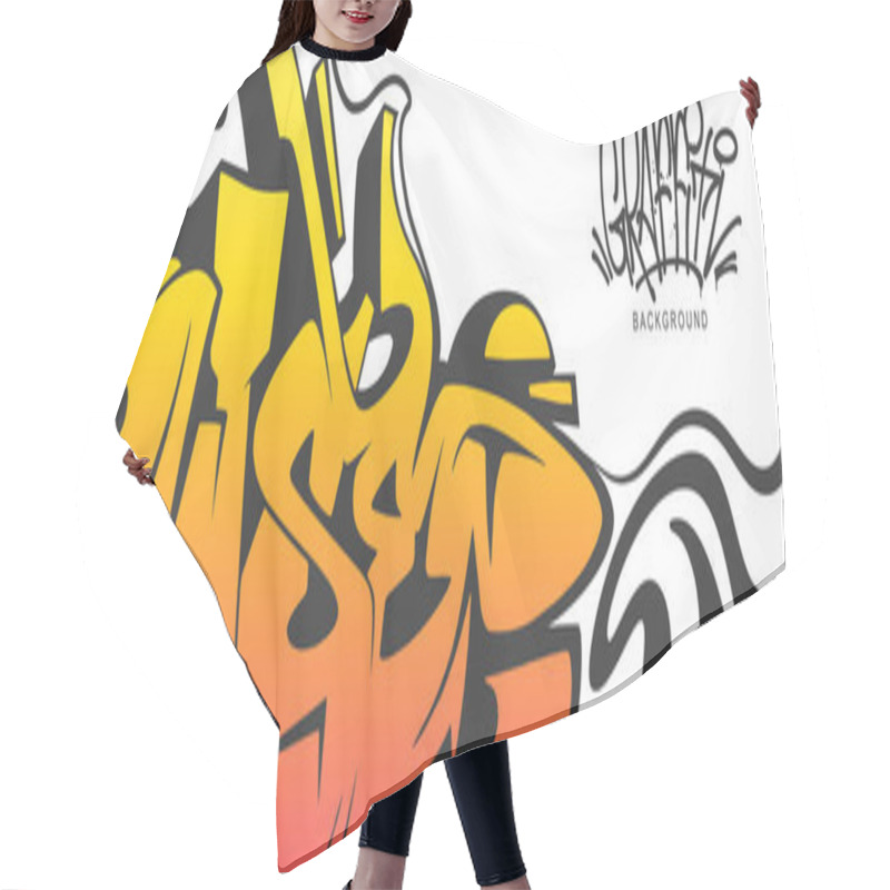 Personality  Urban Street Art Graffiti Style, Poster Vector Illustration Art Template Background. Hair Cutting Cape