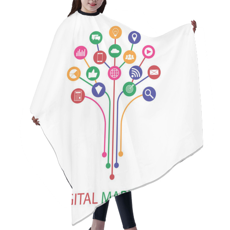 Personality  Digital Marketing Illustration. Flat Design Hair Cutting Cape