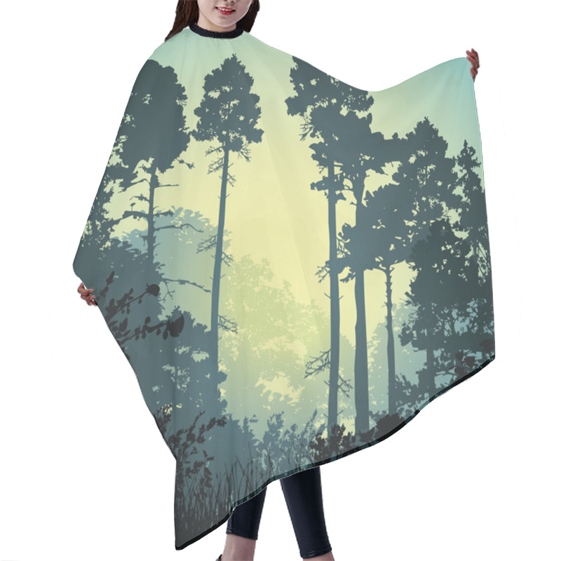 Personality  Illustration Forest In The Morning Hair Cutting Cape