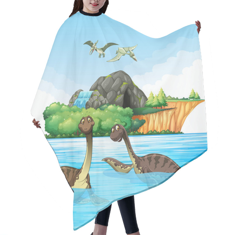 Personality  Dinosaurs Living In The Ocean Hair Cutting Cape