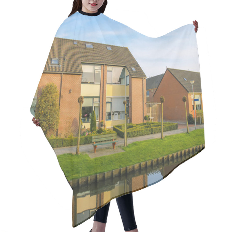 Personality  Picturesque Houses On The Canal In Meerkerk, Netherlands Hair Cutting Cape