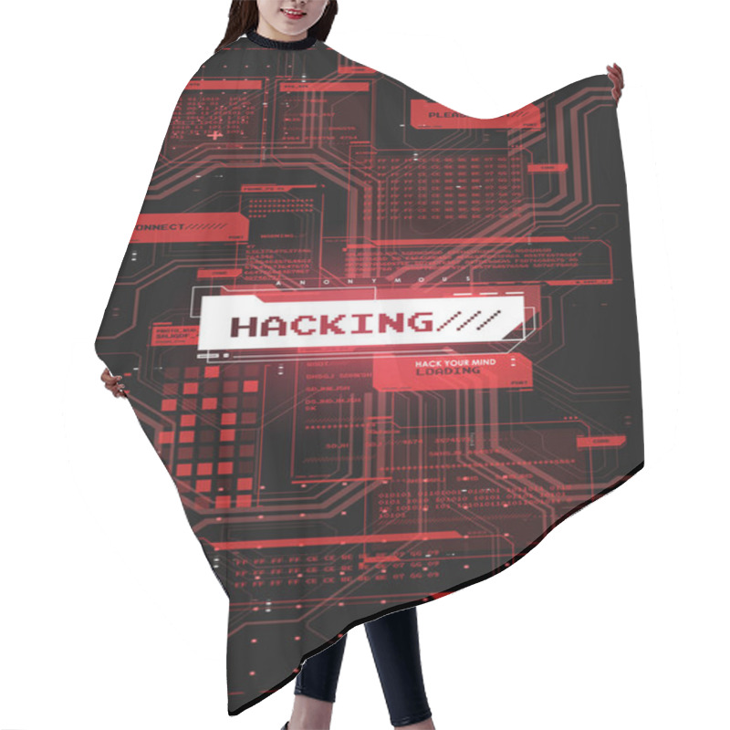 Personality  Hacking Process. Futuristic UI Concept. Internet Privacy And Safety. Futuristic Interface Elements Set. Hud Background. Hacker Interface. Abstract Terminal Console. Hair Cutting Cape