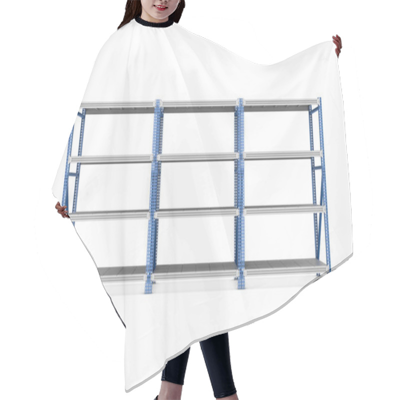 Personality  Rendering Of Three Metal Racks Put Together, Isolated On The White Background Hair Cutting Cape