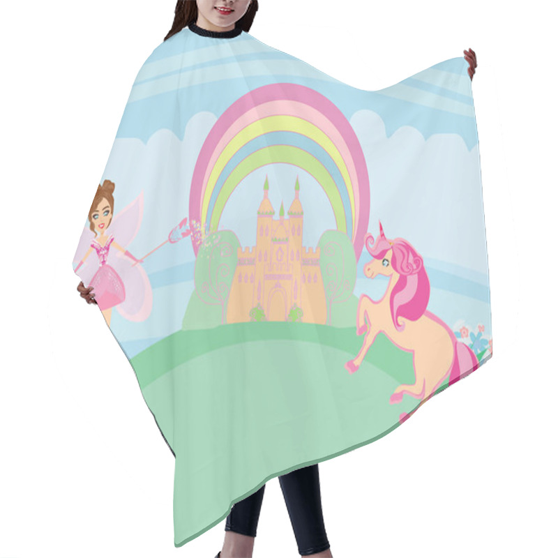 Personality  Unicorn And Fairy - Lovely Fairy-tale Card Hair Cutting Cape