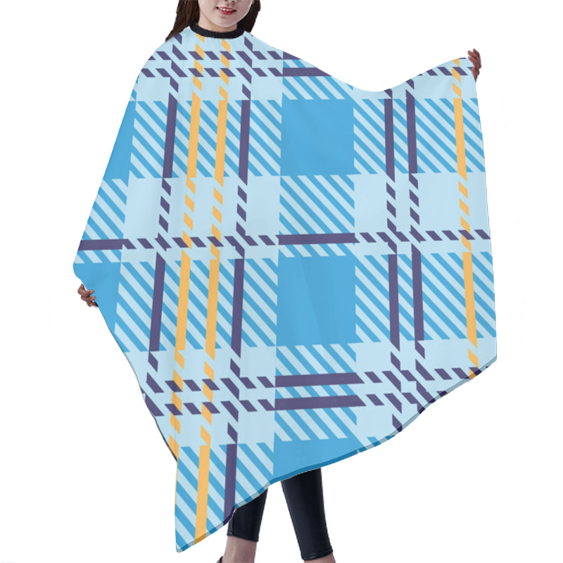 Personality   Seamless Plaid Tartan Pattern In Blue Tones. Hair Cutting Cape