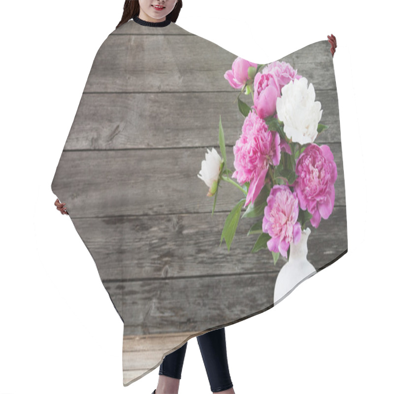 Personality  Peony On Wooden Background Hair Cutting Cape