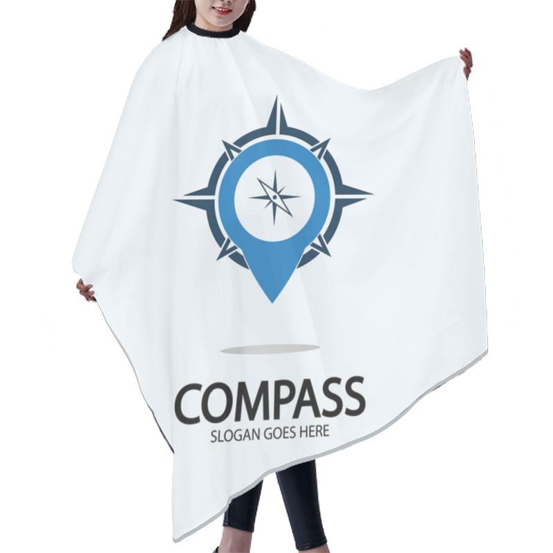 Personality  Geolocation Point With Compass Logo Illustration Design Concept Vector Hair Cutting Cape