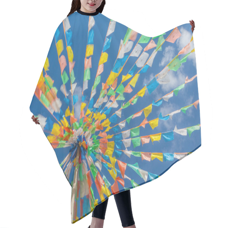 Personality  Buddhist Tibetan Prayer Flags Waving Hair Cutting Cape