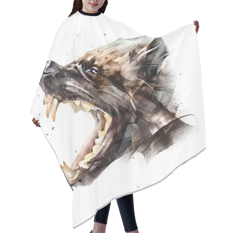 Personality  Drawing Animal Muzzle Wolverine Side View On A White Background Hair Cutting Cape