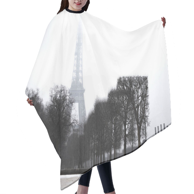 Personality  The Eifel Tower Viewed From Champs De Mars In Foggy Winter Day, Paris, France Hair Cutting Cape