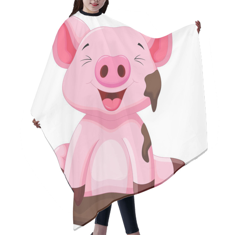 Personality  Funny Pig Playing In The Mud Hair Cutting Cape