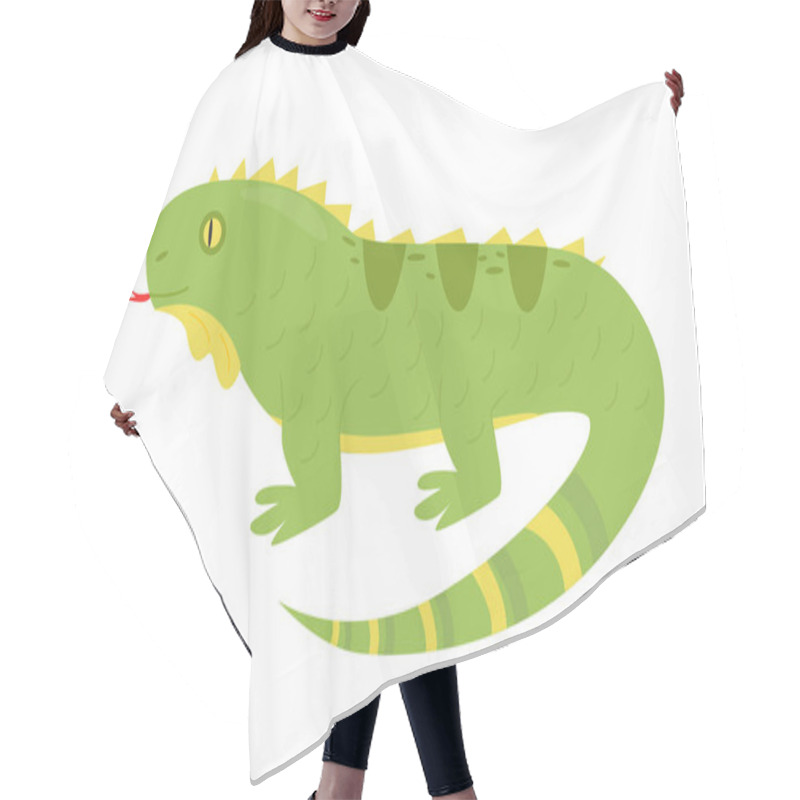 Personality  Illustration Of An Iguana. Lizard Character. Hair Cutting Cape