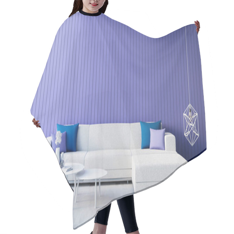 Personality  Purple Blue Wall Living Room Interior 2022 - 3D Rendering Hair Cutting Cape