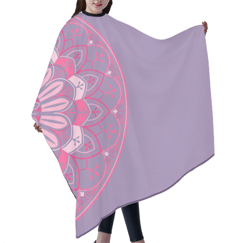 Personality  Pink Mandala Pattern On Purple Background Hair Cutting Cape