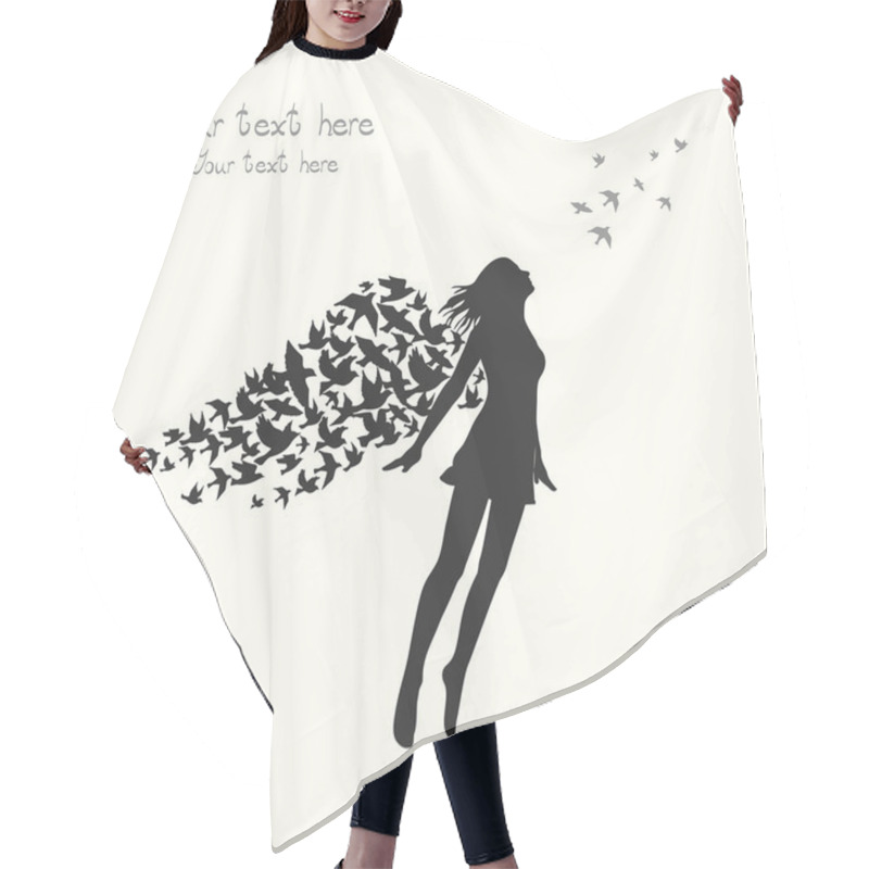 Personality  Girl Silhouette With Birds Hair Cutting Cape