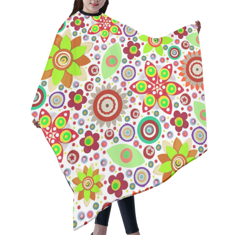 Personality  Abstract Seamless Flowers Pattern Hair Cutting Cape