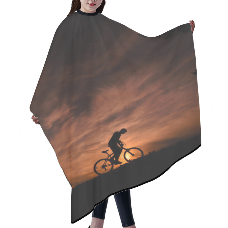 Personality  Sunset With Bicycle Hair Cutting Cape