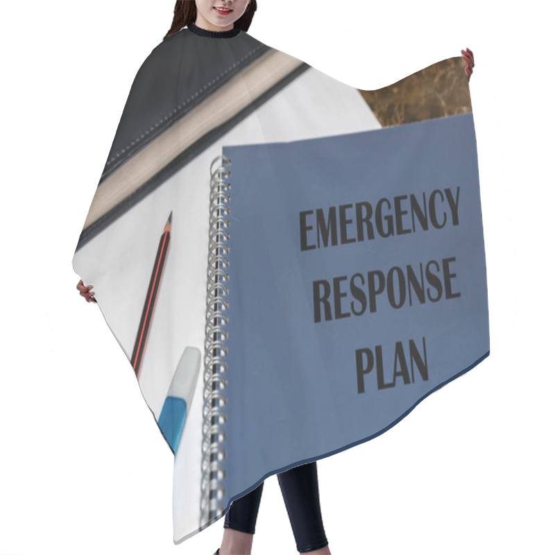 Personality  ERP As An Emergency Response Procedure, The Text Is Written On A Blue Book Lying On The Office Desk Among Work Papers Hair Cutting Cape