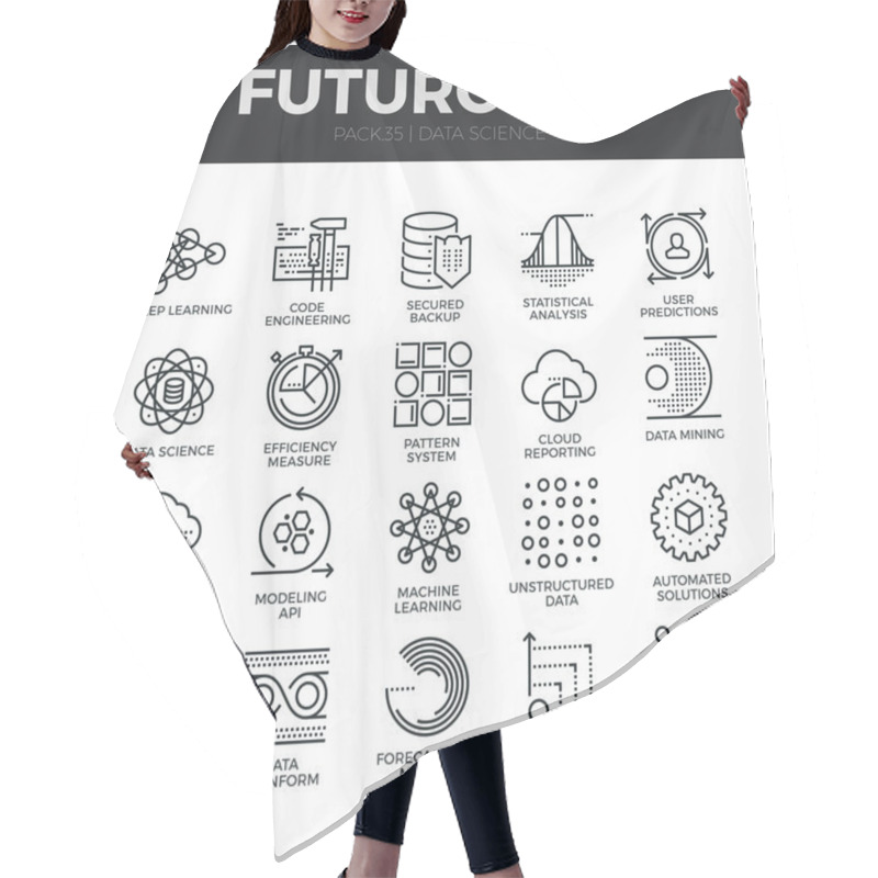 Personality  Data Science Icons Set Hair Cutting Cape