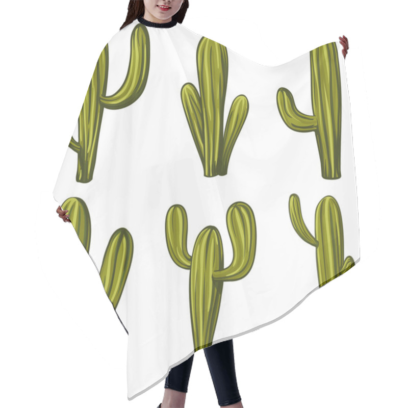 Personality  Set Of Cartoon Cacti Hair Cutting Cape