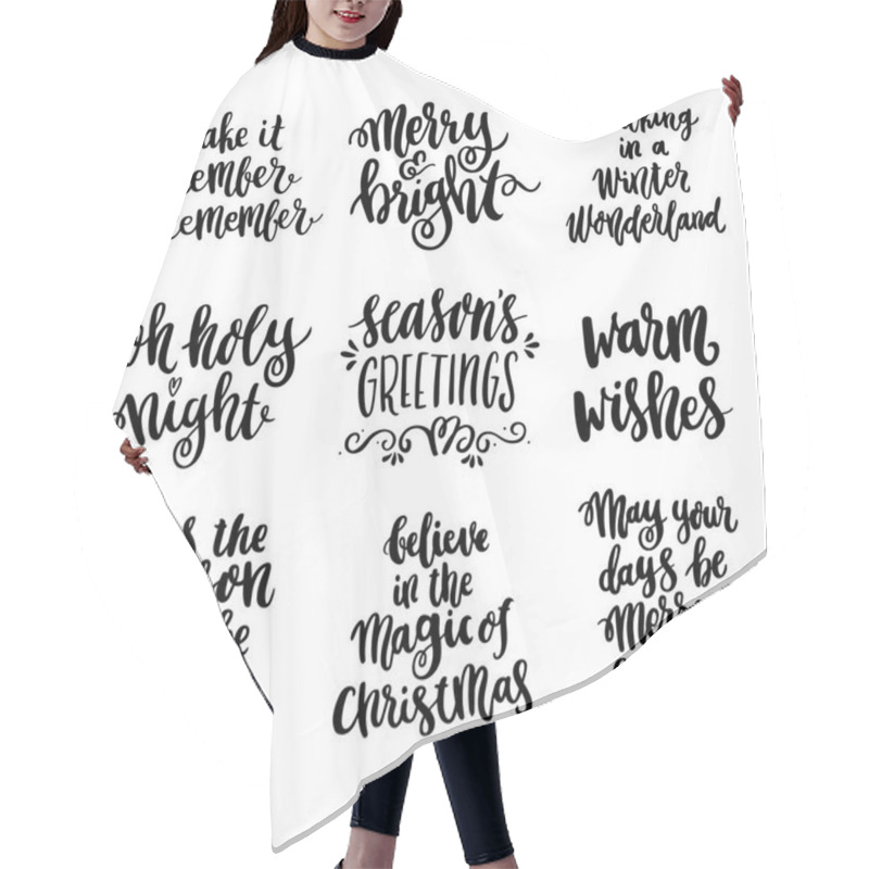 Personality  Set The Hand-drawing Quote In A Trendy Calligraphic Style For Merry Christmas. Hair Cutting Cape