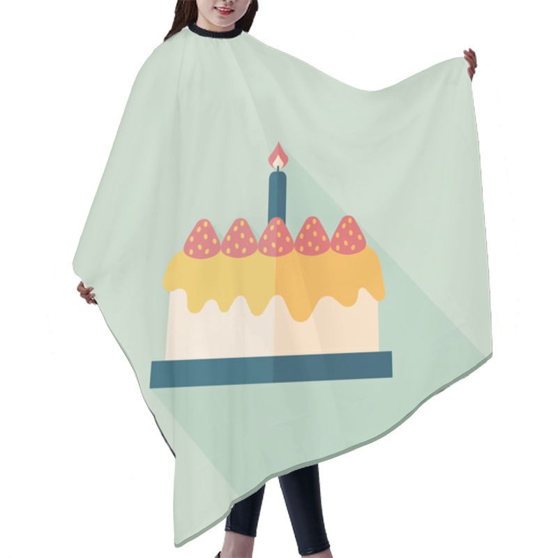 Personality  Birthday Cake Flat Icon With Long Shadow,eps10 Hair Cutting Cape