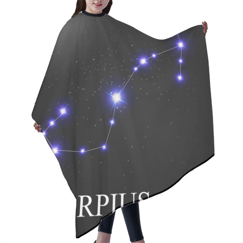 Personality  Scorpius Zodiac Sign With Beautiful Bright Stars On The Backgrou Hair Cutting Cape