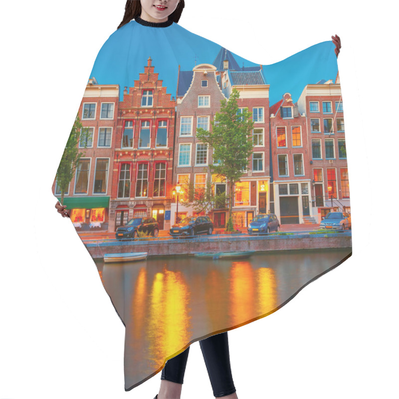 Personality  Night City View Of Amsterdam Canal With Dutch Houses Hair Cutting Cape