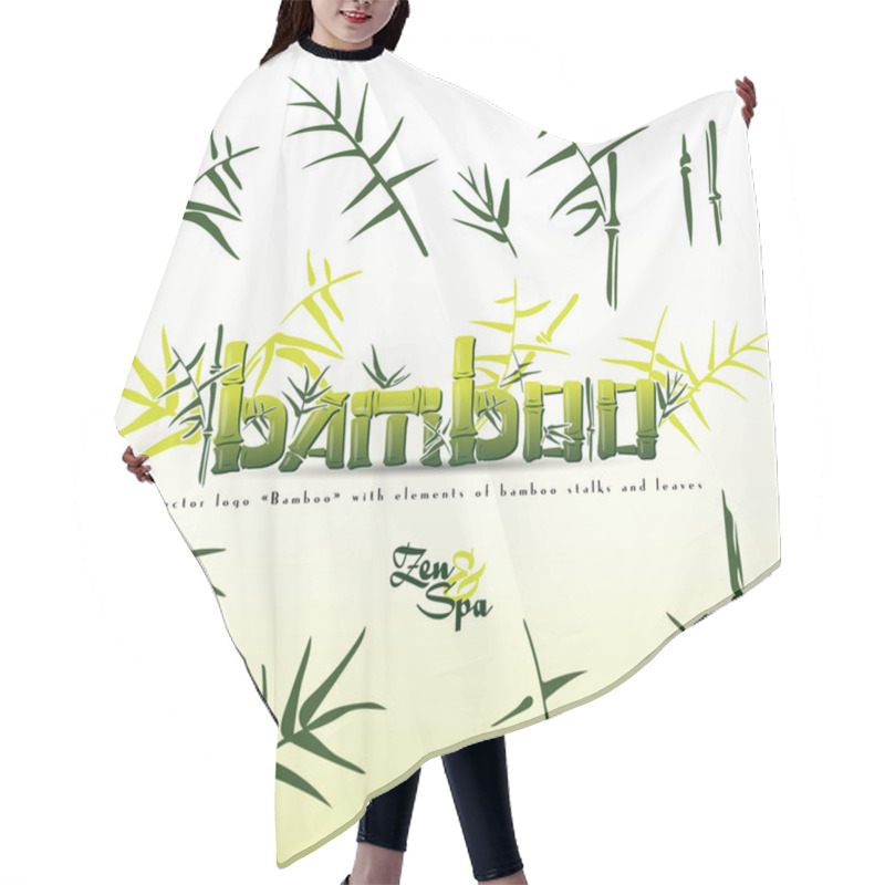 Personality  Bamboo Logo Stems With Bamboo Bush Isolated Vector Ink Pen Paint Hair Cutting Cape