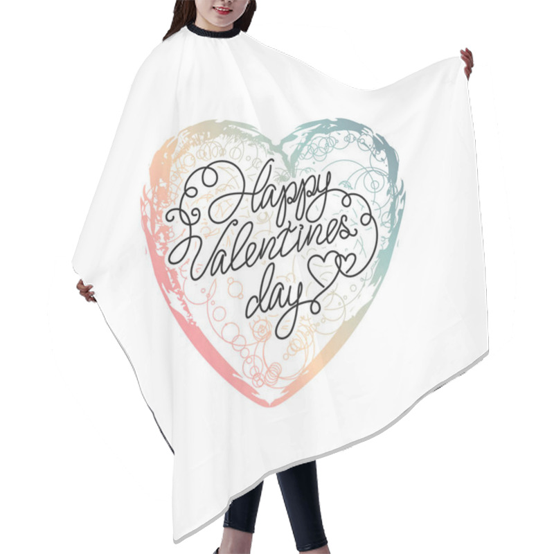 Personality  Vector Hand Drawn Ombre Heart Hair Cutting Cape