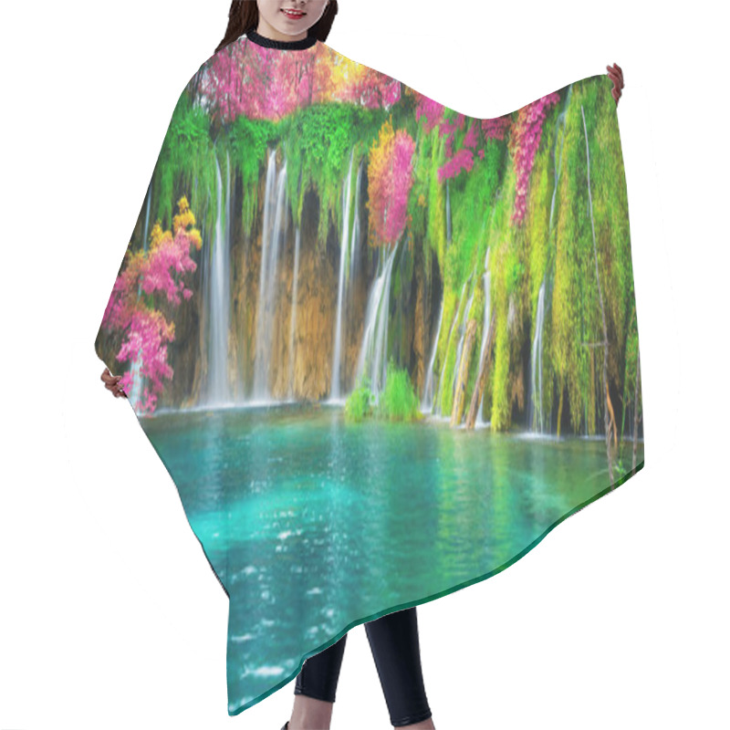 Personality  Waterfall Landscape Of Plitvice Lakes Croatia. Hair Cutting Cape