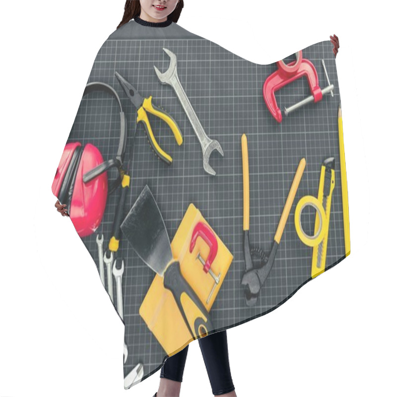 Personality  Reparement Tools On Graph Paper  Hair Cutting Cape