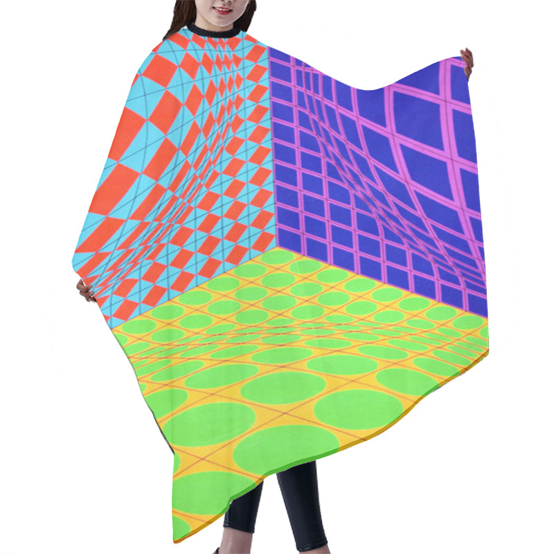 Personality  Optical Illusion Mosaic Hair Cutting Cape