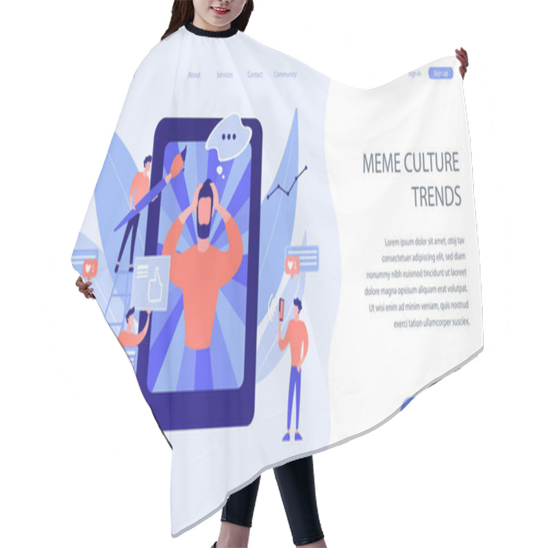 Personality  Internet Meme Concept Landing Page Hair Cutting Cape