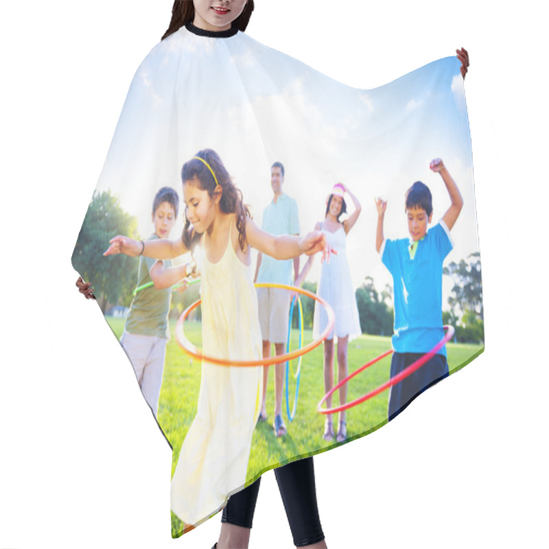 Personality  Family Spending Quality Time In Park Hair Cutting Cape