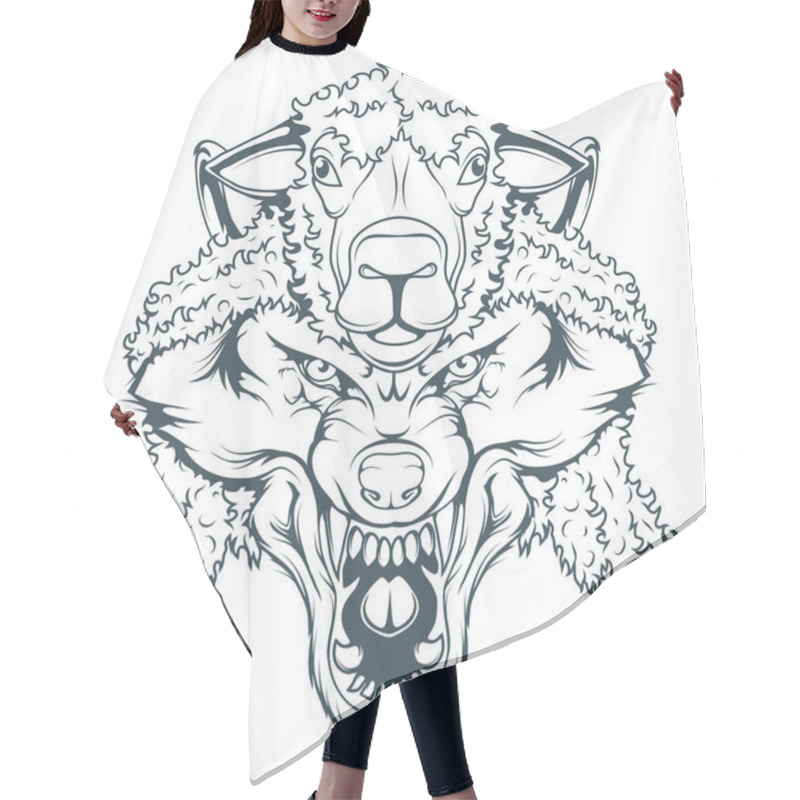 Personality  Wolf In Sheep's Clothing, Vector Graphic To Design Hair Cutting Cape