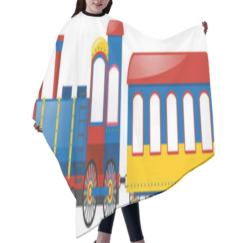 Personality  Train And Single Bogie On White Background Hair Cutting Cape