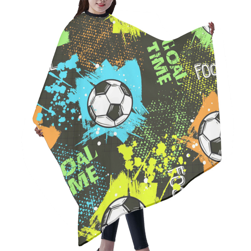 Personality  Seamless Pattern With Hand Drawn Football Elements. Vector Illustration Hair Cutting Cape