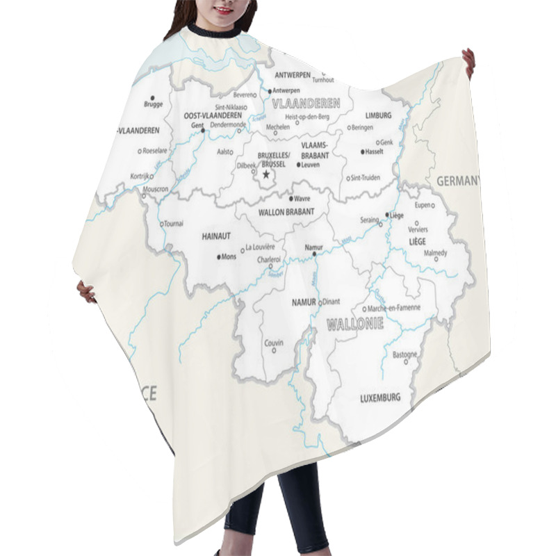 Personality  Belgium Administrative And Political Vector Map Hair Cutting Cape