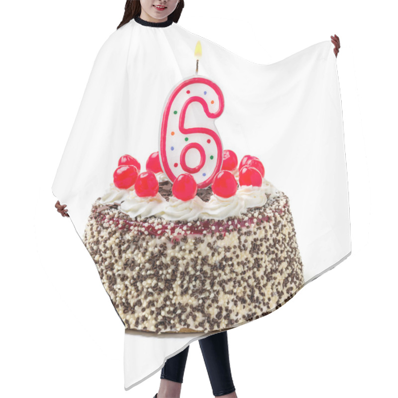 Personality  Birthday Cake With Burning Candle Number Hair Cutting Cape