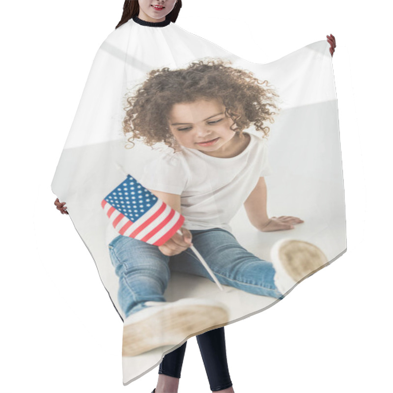 Personality  Baby Girl With American Flag Hair Cutting Cape