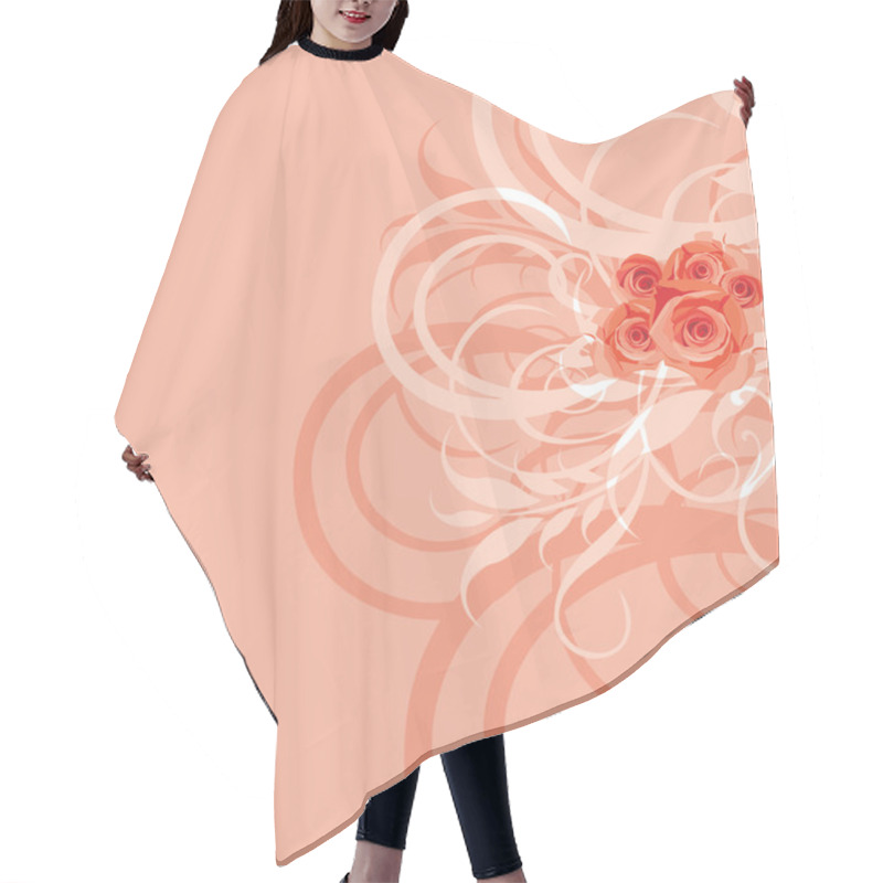 Personality  Ornamental Stylish Background With Roses Bunch Hair Cutting Cape