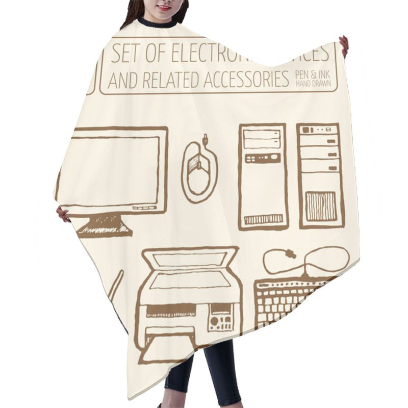 Personality  Set Of Electronic Devices Hair Cutting Cape