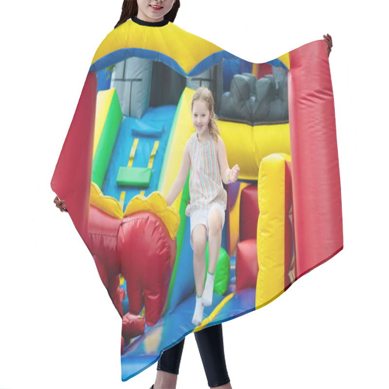 Personality  Child Jumping On Playground Trampoline. Kids Jump. Hair Cutting Cape