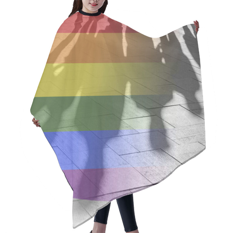 Personality  Gay Rights Shadows Of People And Rainbow Flag As Symbol Right, Freedom - Conceptual Picture About Anonymous Gay Lesbian And Transgender In The World Hair Cutting Cape