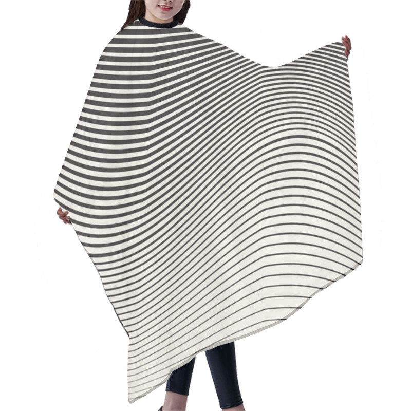 Personality  Abstract Black And White Halftone Vertical Waves Stripes Pattern Hair Cutting Cape