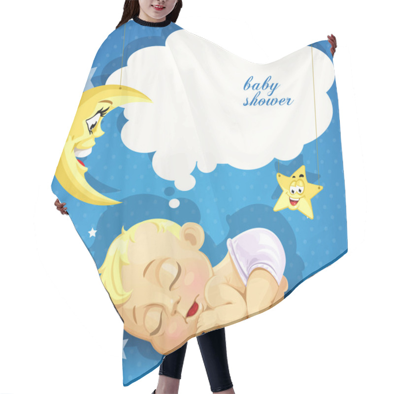 Personality  Baby Shower Card With Sweet Sleeping Newborn Baby Hair Cutting Cape