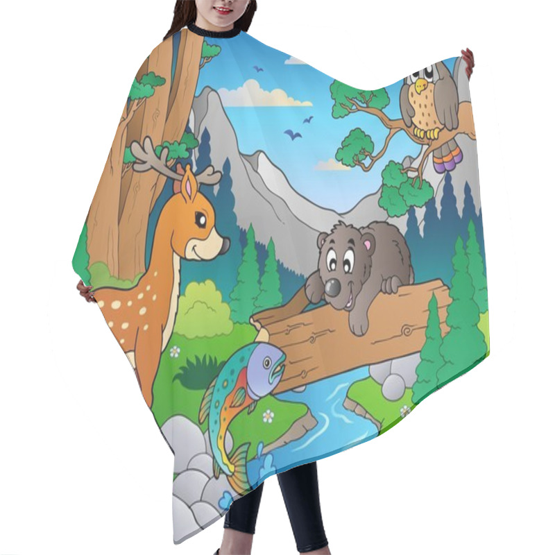 Personality  Forest Scene With Various Animals 1 Hair Cutting Cape